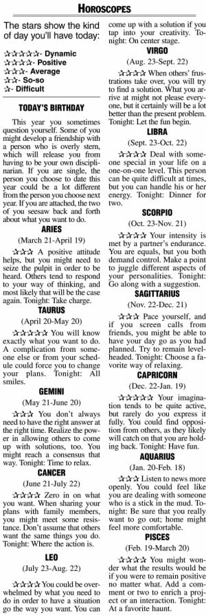 Horoscopes | Letters & Columns | Thederrick.com