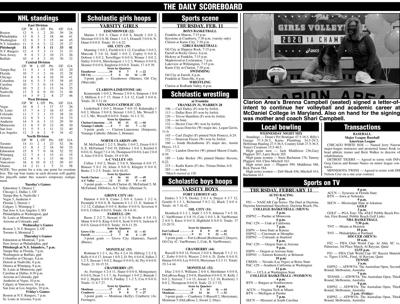 Scoreboard for 2-11-21