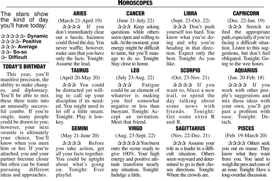 Horoscopes | Opinion | thederrick.com