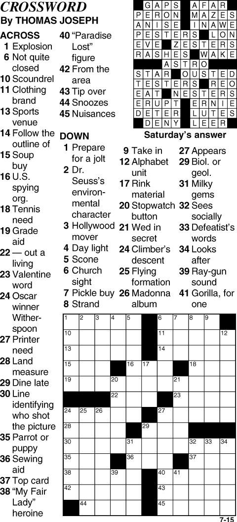 Crossword | Entertainment | thederrick.com