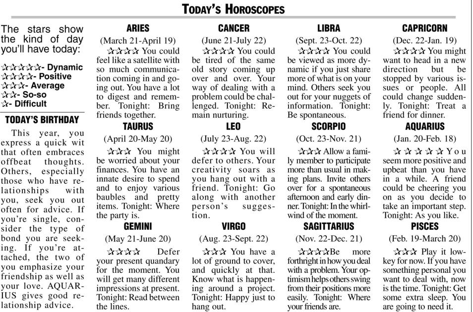 Saturday Horoscopes Opinion Thederrick Com