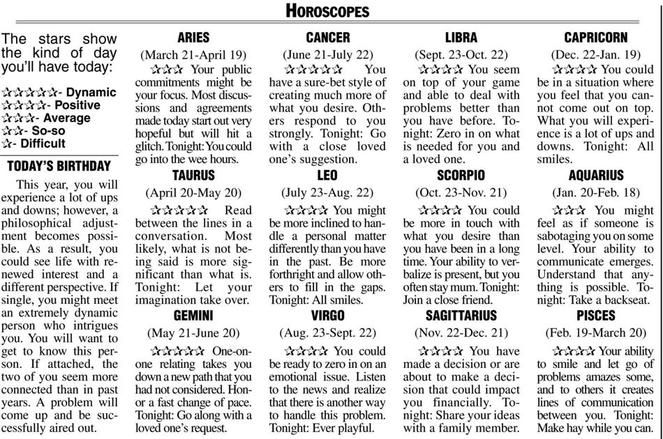 Horoscopes | Opinion | thederrick.com