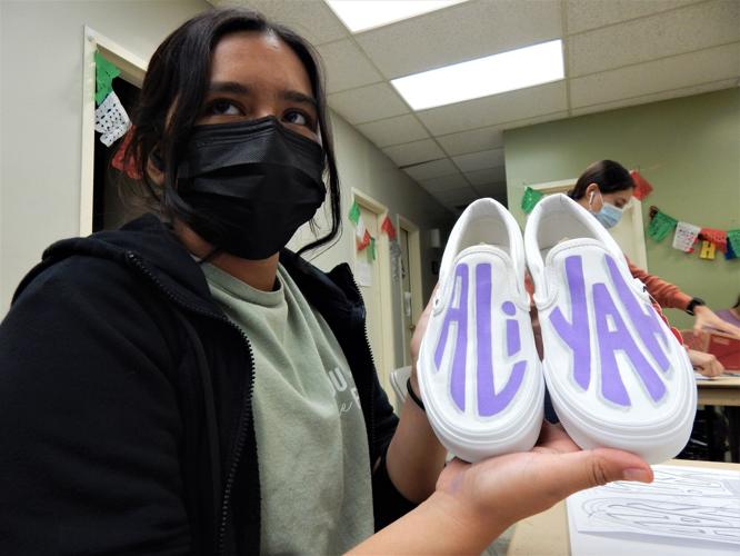 Chews from the heArt_purple paint shoes
