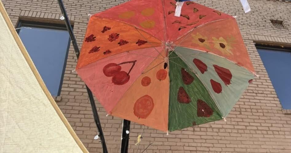 Students turn umbrellas into outdoor art