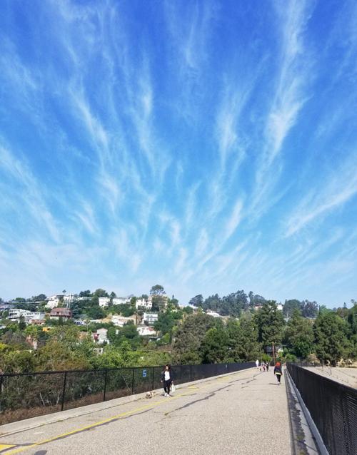 A fine day to walk across the south dam of the Silver Lake Reservoir