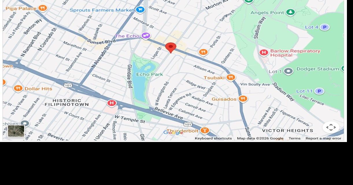 Map of Echo Park Avenue at alleyway south of Sunset boulevard ...