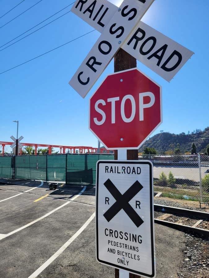railroad crossing sign taylor yard bridge