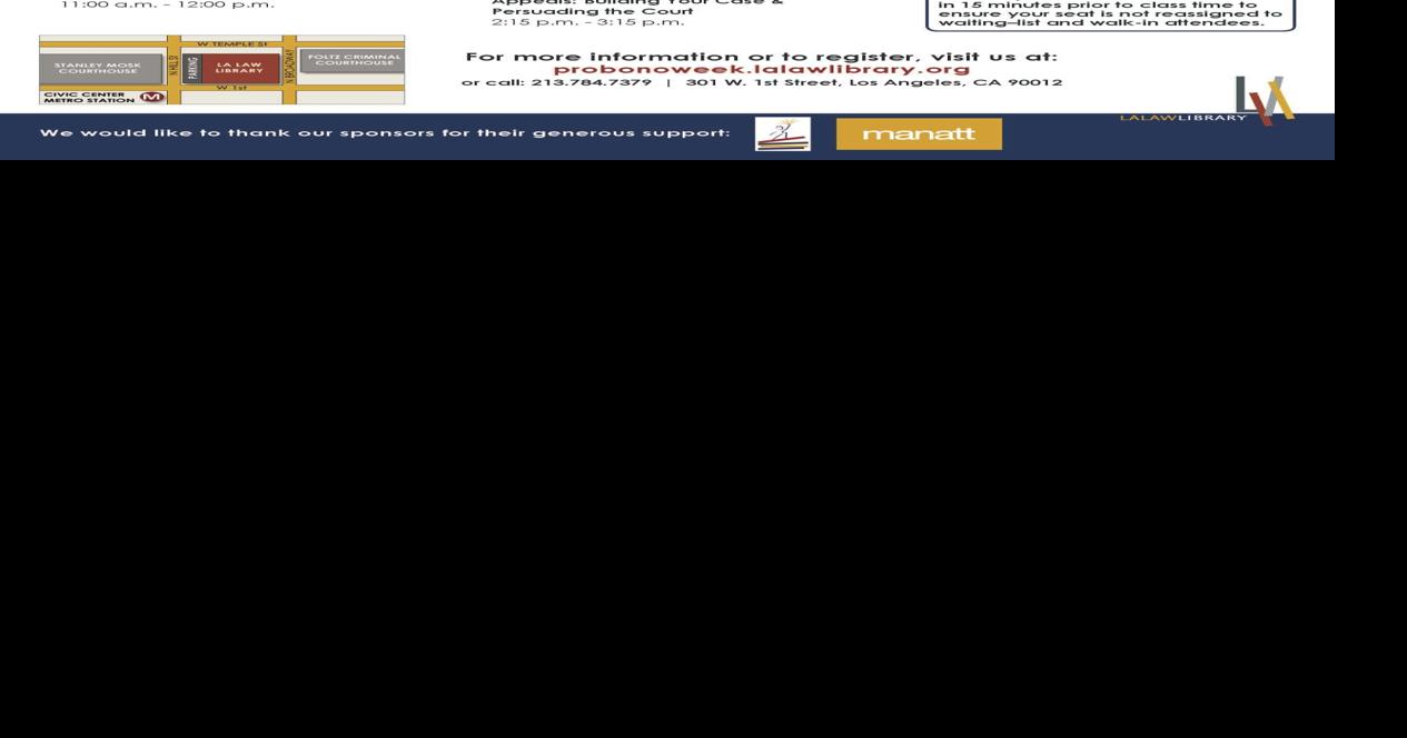 Los Angeles County Law Library Public Legal Services Fair Calendar