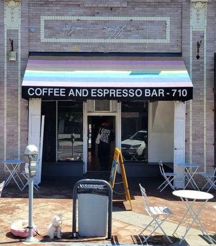 Storefront with Coffee and Espresso written on awning