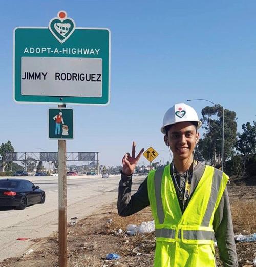 Jimmy Rodriguez - next to adopt a highway sign courtesy caltrans.jpg
