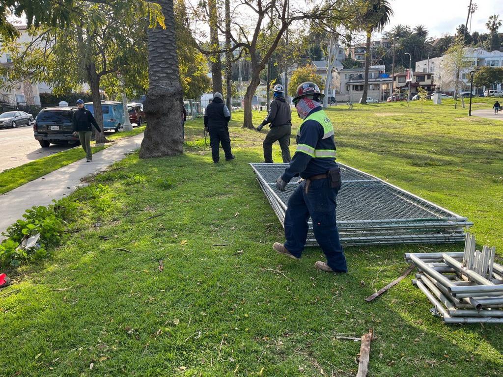 Echo Park Fences Go Back Up After People Tore Them Down Sunday Night