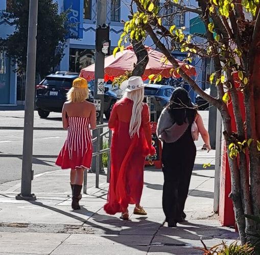 Women strolling down Sunset Boulevard in Echo Park