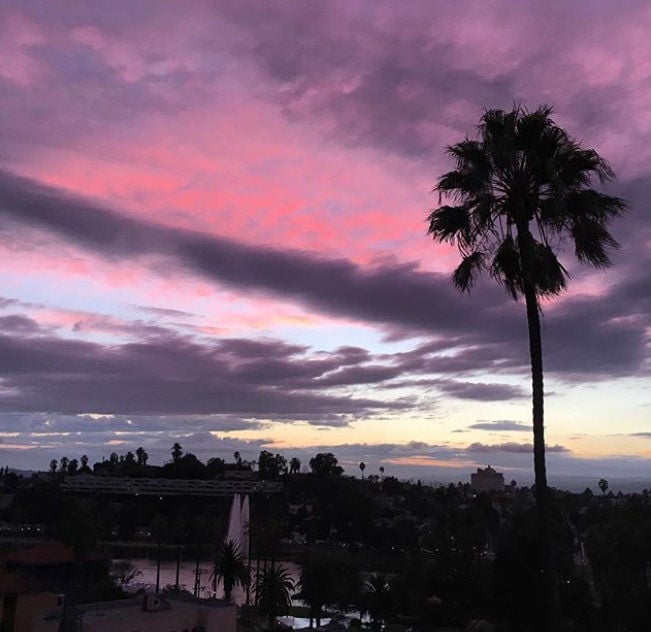 Pink And Purple Sky Over Echo Park Blue And Gold Boyle Heights Sunset Scenes And Sightings Theeastsiderla Com