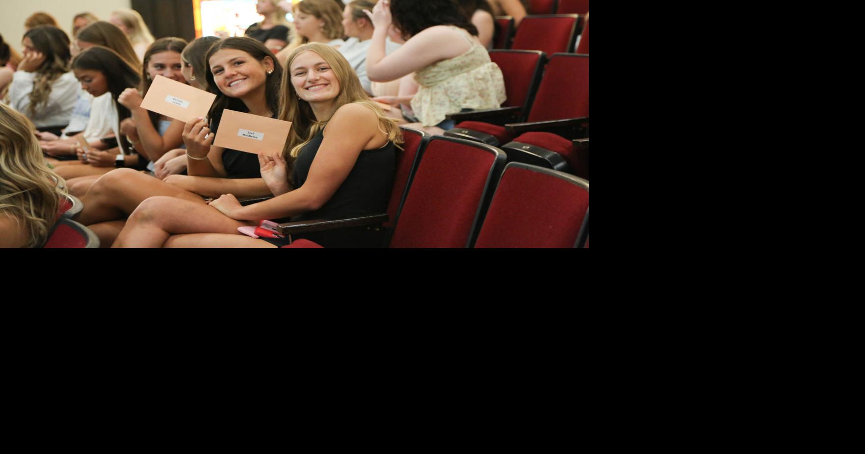 Before running home, new chapter members learn the Greek alphabet song, receive their bids and learn a chant for their sorority