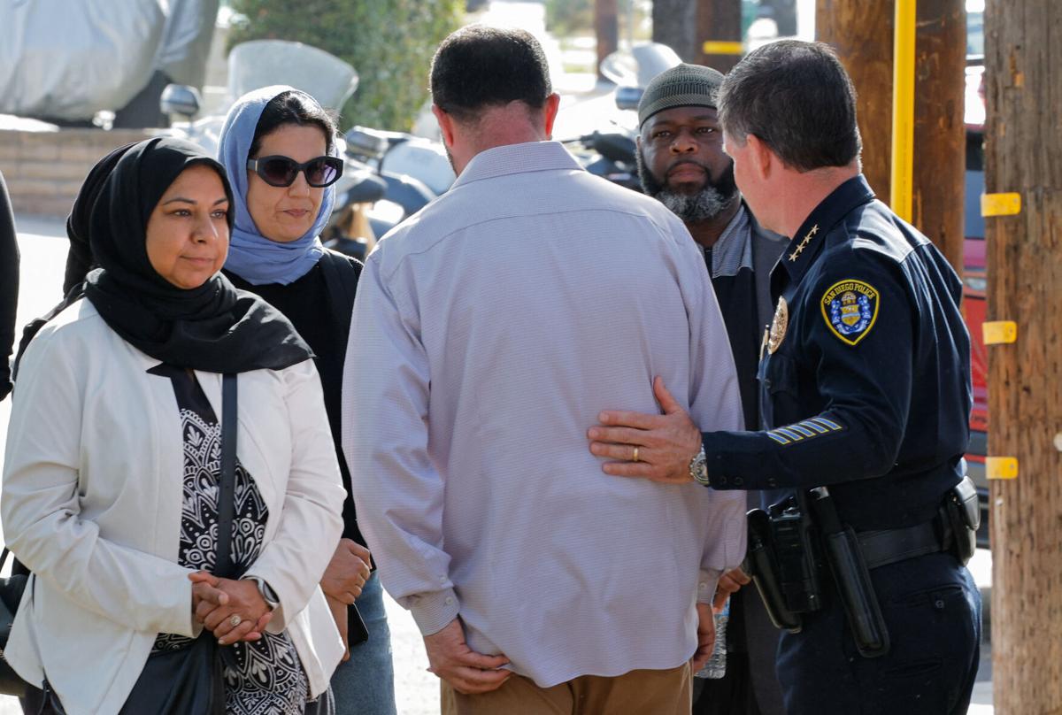 Authorities hold a press conference following a shooting at the Islamic Center in San Diego