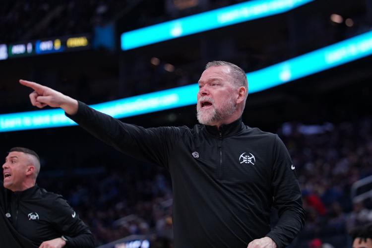 Denver Nuggets head coach Michael Malone yells during a game against the Golden State Warriors at Chase Center on April 4, 2025, in San Francisco, California.