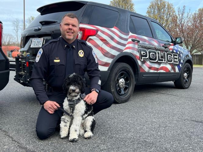 Rocky Mount Police Department Lt. S.E. Richardson with Maggie,