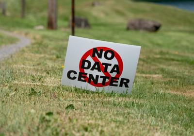 NO DATA CENTER signs in Mantua on June 15, 2026