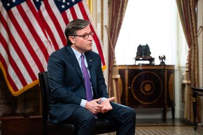House Speaker Mike Johnson is interviewed by USA TODAY White House correspondent Francesca Chambers at the U.S. Capitol on Monday, June 29, 2026.