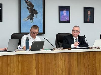 Franklin County School Board Chairman Jeff Worley (left) and Superintendent Kevin Siers
