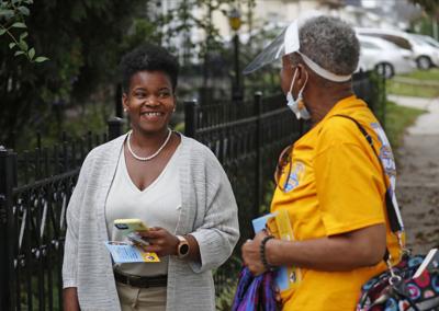 India Walton campaigning