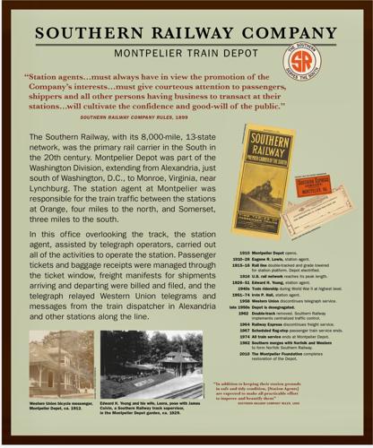 Montpelier Station history exhibit Southern Railway