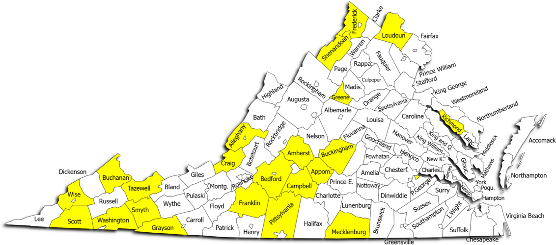 Virginia 287(g) ICE map