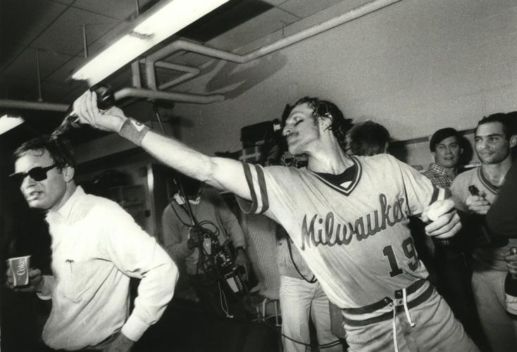 Robin Yount douses Bud Selig in 1982.