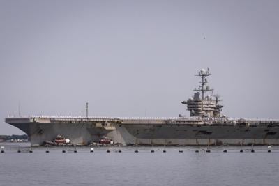 The USS Harry S. Truman (CVN-75) returns thousands of sailors from an eight-month deployment to Naval Station Norfolk in Norfolk, Virginia, on June 1, 2025.