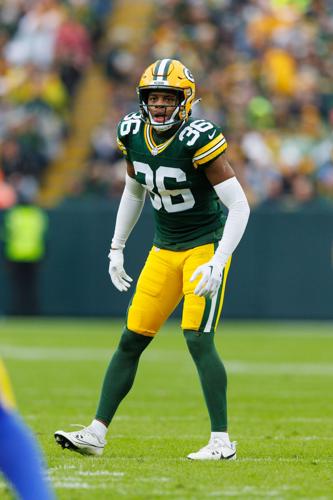 Nov 5, 2023; Green Bay, Wisconsin, USA; Green Bay Packers safety Anthony Johnson Jr. (36) during the game against the Los Angeles Rams at Lambeau Field. Mandatory Credit: Jeff Hanisch-USA TODAY Sports