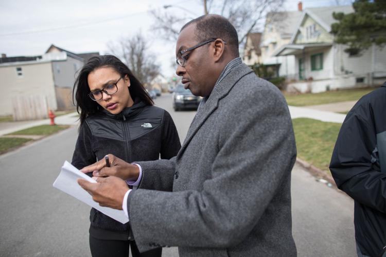 Byron Brown goes door-to-door