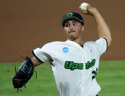 May 30, 2026; Tuscaloosa, AL, USA; USC Upstate starting pitcher Chris Torres makes a pitch in the Tuscaloosa NCAA Regional