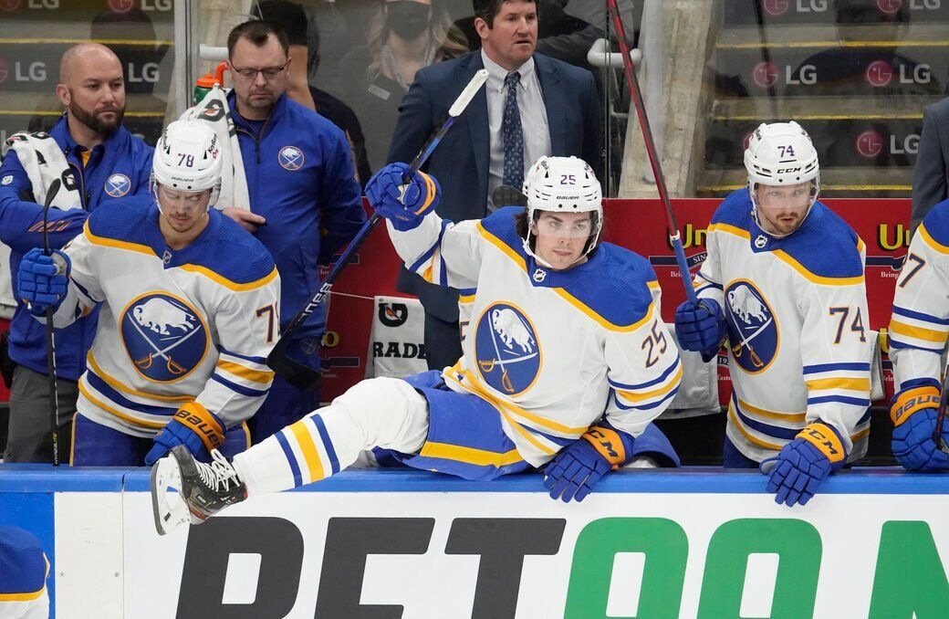 Mitch Marner and Morgan Rielly in Buffalo for the Bills game