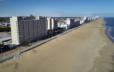 An aerial view of Virginia Beach's Oceanfront as seen Friday, January 6, 2023.