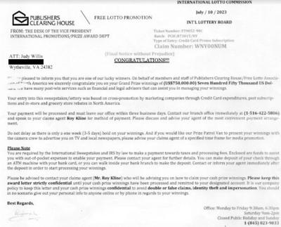 scam letter