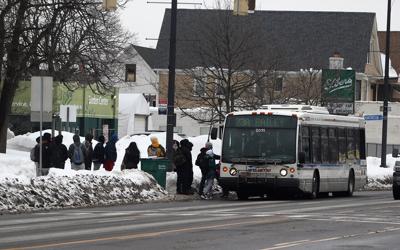 Kids getting on NFTA bus