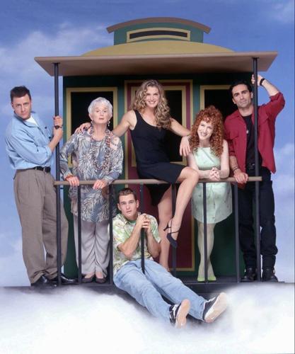 Judd Nelson, Barbara Barrie, David Strickland, Brooke Shields, Kathy Griffin and Nestor Carbonell pictured in August 1996 for NBC's "Suddenly Susan."