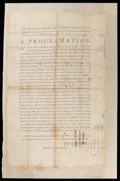 Dunmore’s Proclamation, 1775