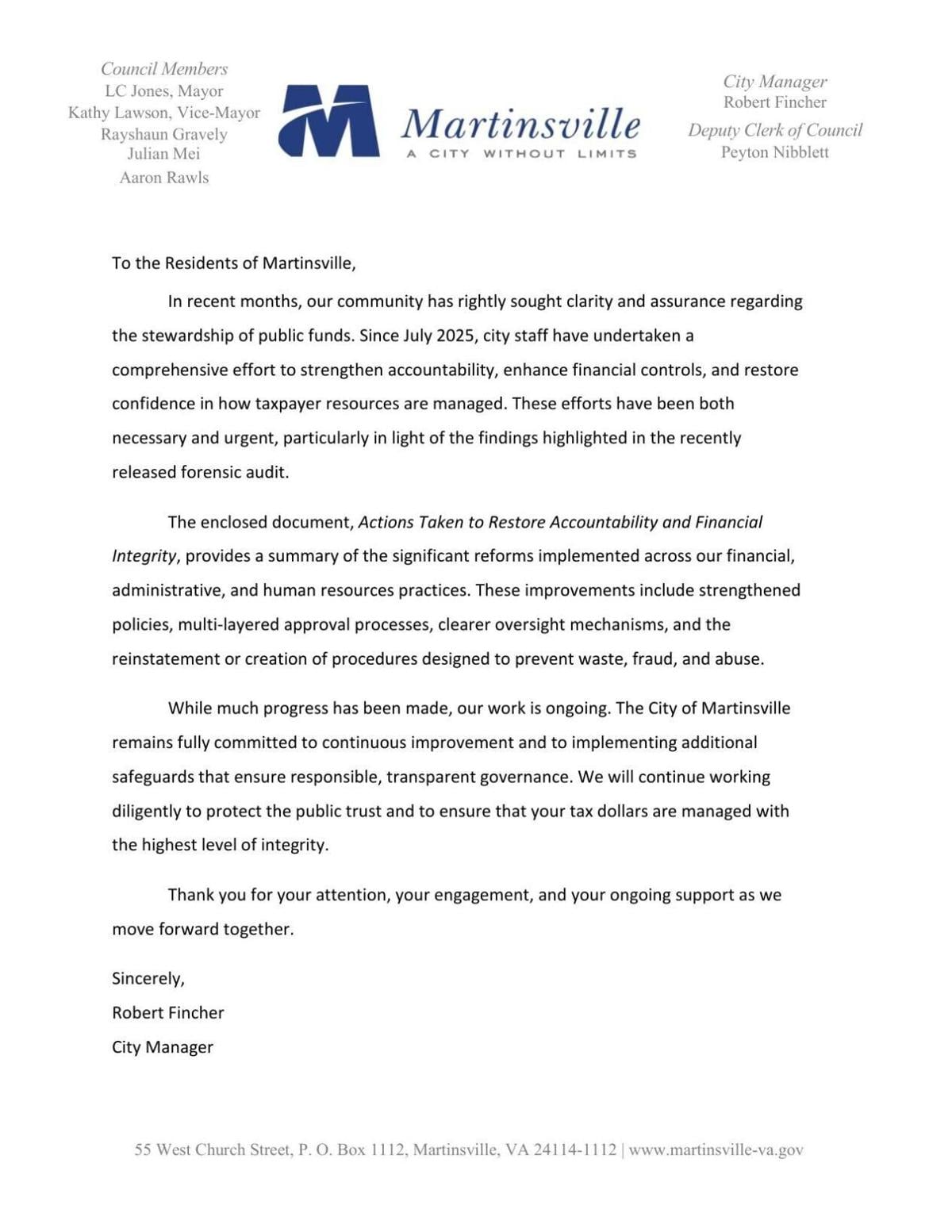 Martinsville Forensic Audit