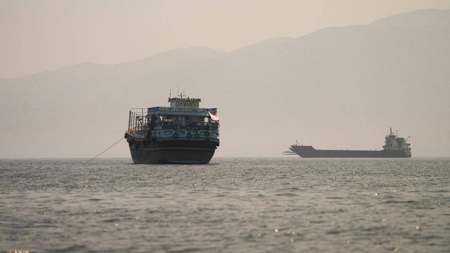 Vessels at the Strait of Hormuz, as seen from Musandam