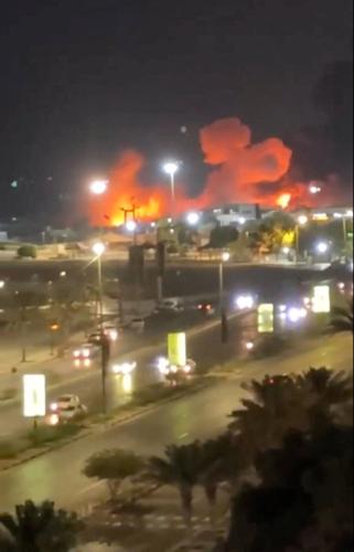 Smoke and flames rise after an explosion in Bandar Abbas