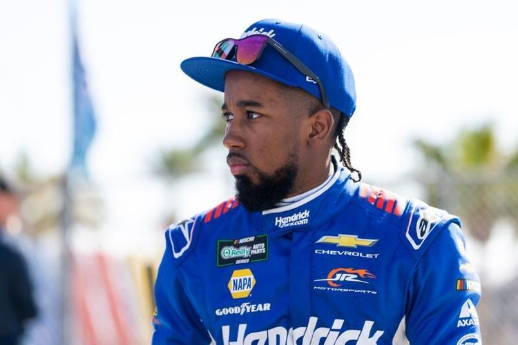 Feb 14, 2026; Daytona Beach, Florida, USA; NASCAR OÕReilly Auto Parts Series driver Rajah Caruth (88) during qualifying for the United Rentals 300 at Daytona International Speedway.