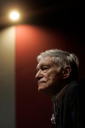 Hugh Hefner answers questions in the Censorship in Media 409 class at USC in Los Angeles on Dec. 2, 2008.