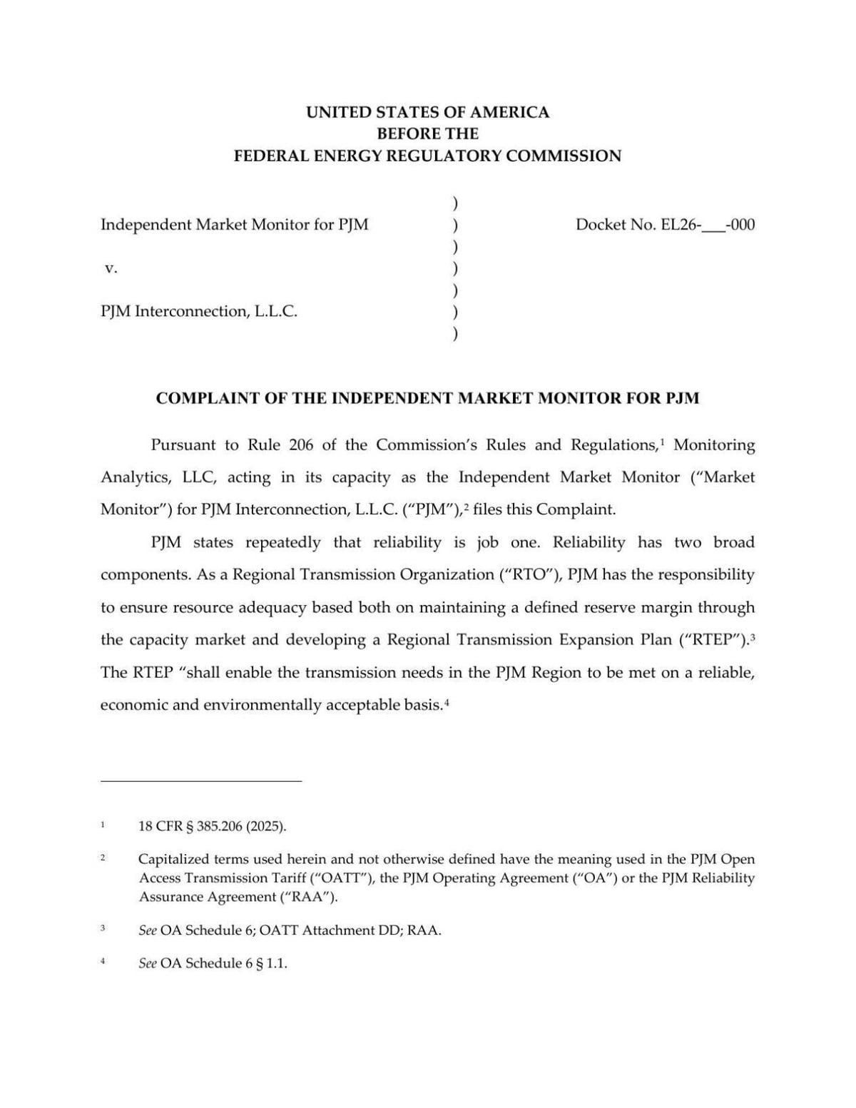 FERC complaint