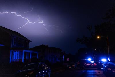 Lightning hits Richmond area.