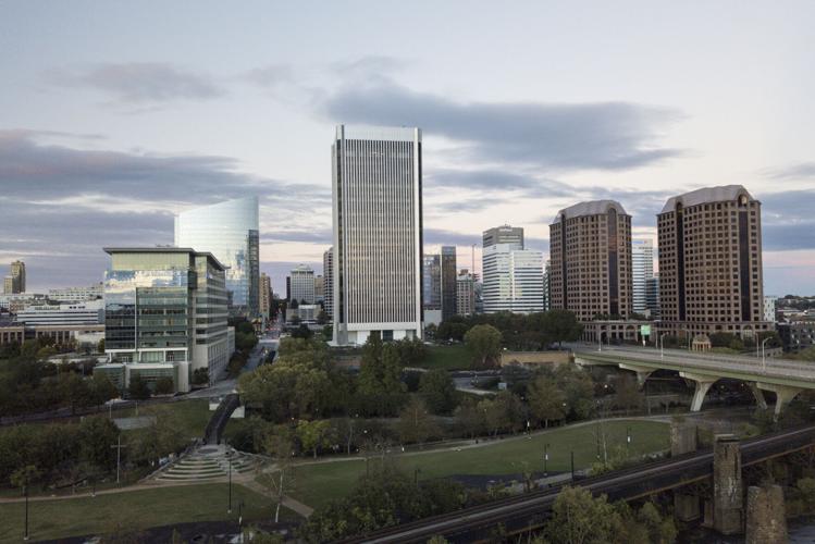 Aerial photo of Richmond, Federal Reserve, downtown Richmond
