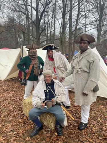 Kevin Chapman, right, with members of the First Rhode Island reenactors