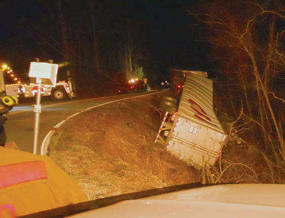 Overturned truck spills batteries, acid