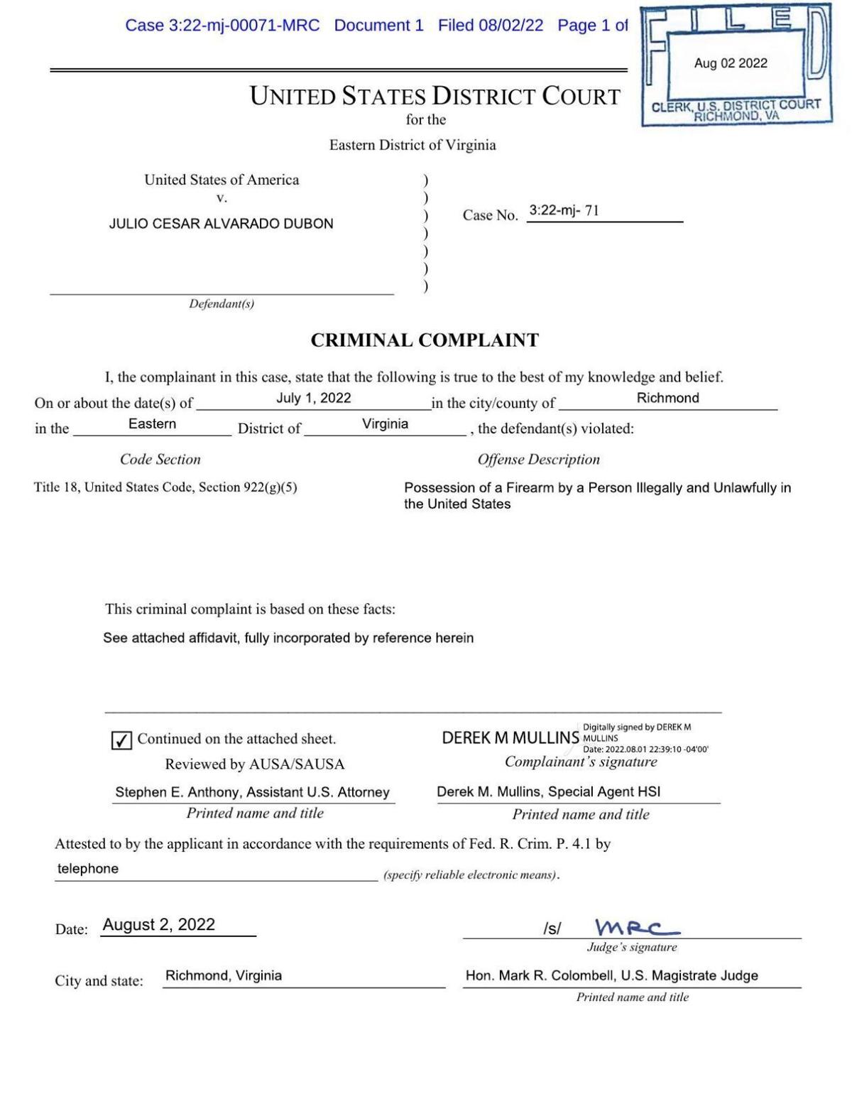 Alvarado-Dubon complaint