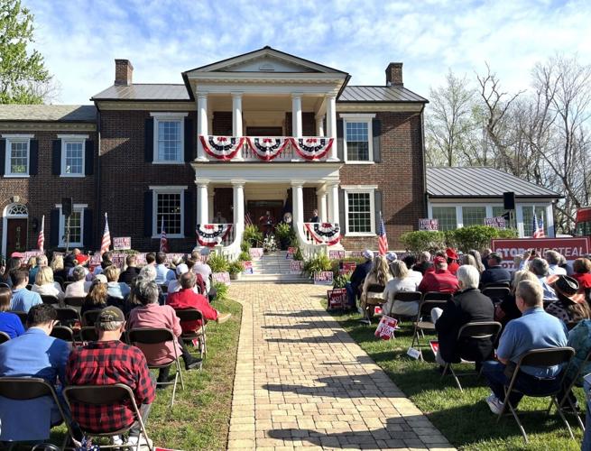 Attendees listen to speeches at Vote No Rally in Lynchburg
